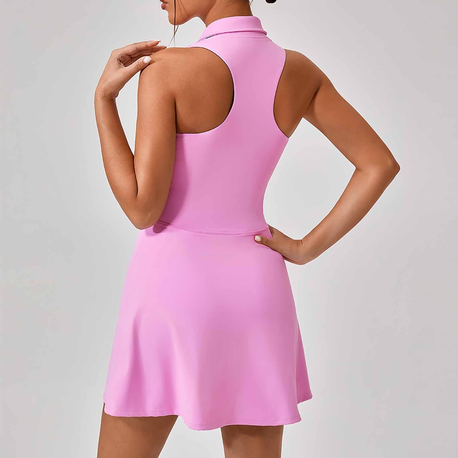 Generisch 2027 Vestido casual para mujer, corte ajustado, vestido de tenis con cuello, vestido deportivo ajustado para deporte