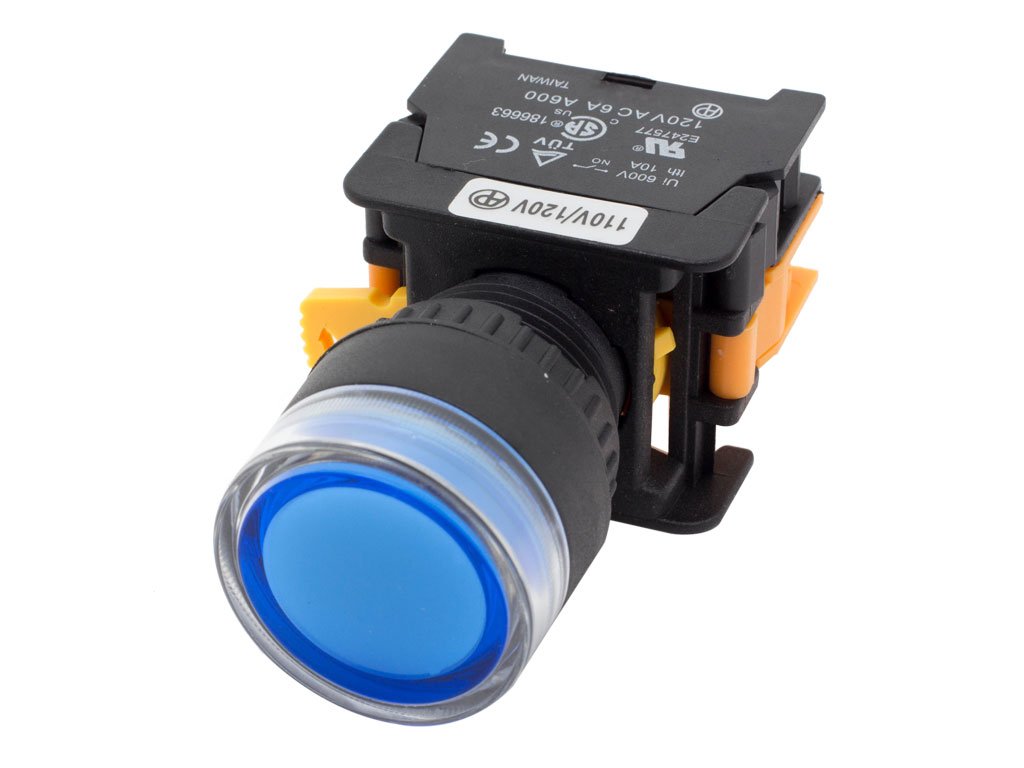 LXG-22 22mm 1NO Momentary Push Button Switch 110V LED Illuminated (Blue)