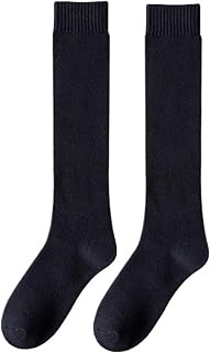 LSHMING Socks Women's Winter Warm Long Stockings Thick Thermal Cotton Thicken Casual Knee High Socks(Black)