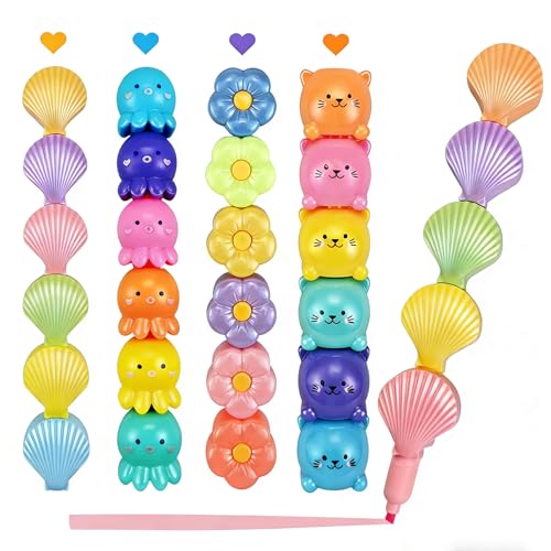 Dotbengc 4 PCS Cute Mini Highlighter Pens, 20 Small Count