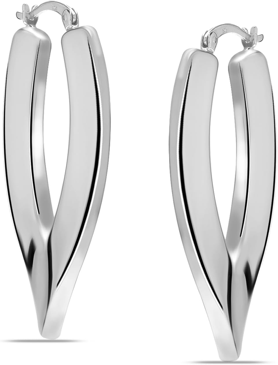 LeCalla 925 Sterling Silver Chunky Hoop Earrings | Italian Design Shrimp Earring | Lightweight Classic Click-Top Earring Hoops for Women