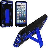 Black / Blue Hybrid Rugged Hard Silicone Case Cover w/ Stand for Apple iPod Touch 5th 6th Gen Generation 5G 5 6G 6