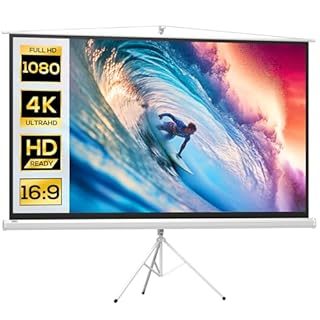 HOMCOM Telo Proiettore da 100 Pollici 4K HD Formato 16:9 con Treppiede Pieghevole e Altezza Regolabile, Schermo Proiettore Portatile, Grandangolo di 160 Gradi, per Casa, Home, Cinema, Esterno, Bianco
