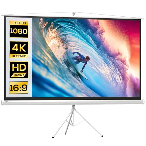 HOMCOM Écran de Projection avec trépied Pliable 100 Pouces 4K HD 16:9, écran vidéoprojecteur...