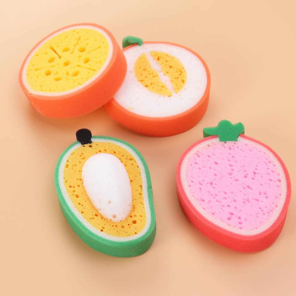 Esponja de baño niños con forma de fruta pack de 4 esponja ducha ecológica 7