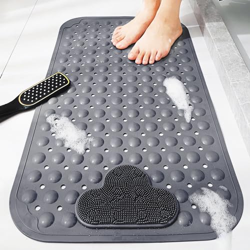 LYASIL Alfombrilla Ducha Antideslizante con Ventosas, Grande Alfombra Ducha Resistente al Moho y Lavable a Máquina Alfombrilla de Bañera, Alfombra Bañera para Baño y Zonas Húmedas (Grey)