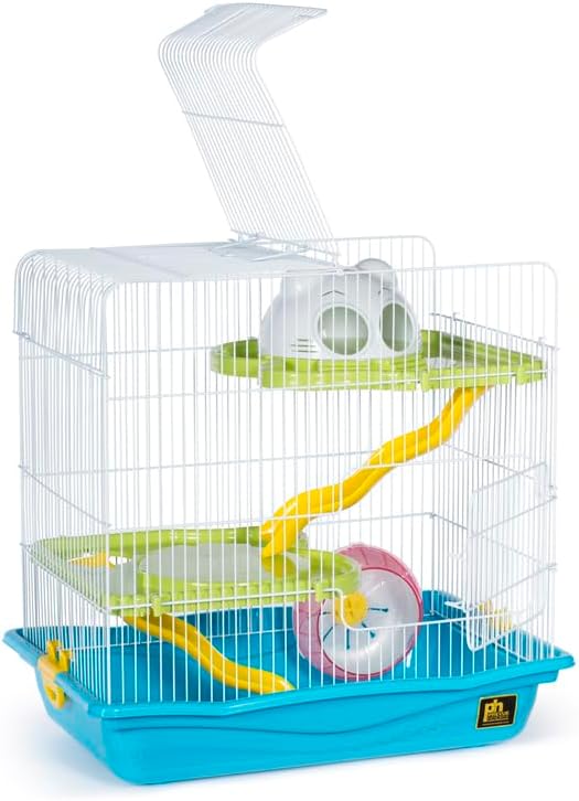 HomeStock Contemporary Cool Hamster Haven - Blue with Modern Design, Spacious Multi-Level Layout, Durable Materials, and Vibrant Blue 17.5" L x 17.5" H