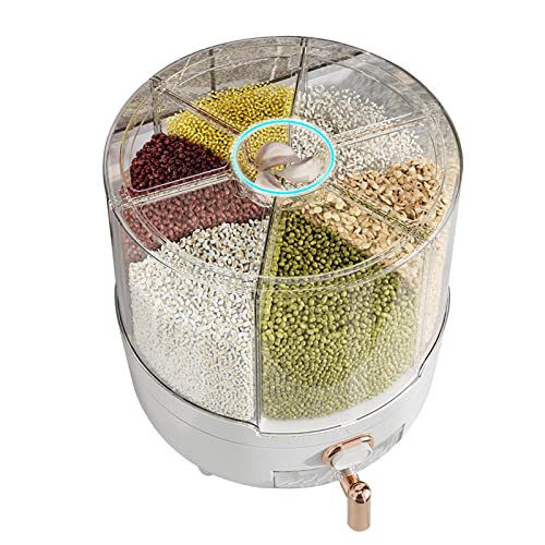 ARIOU Contenedor de arroz, dispensador de arroz Transparente Giratorio 360, contenedor de Almacenamiento de Frijoles, contenedor de legumbres a Prueba de Humedad, dispensador de Alimentos extraíble