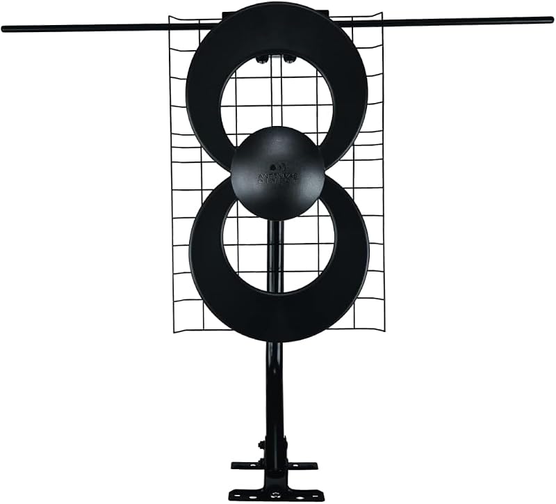 Antena de TV ClearStream de 2 V para interiores y exteriores UHF VHF multidireccional, alcance de más de 60 millas, 4K 8K UHD, TV NEXTGEN, con reflector, mástil de 20 pulgadas