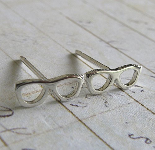 Eye Glasses Eyeglasses Sterling Silver Stud Earrings Handmade In Usa (M, Polished Sterling Silver) #TOP2