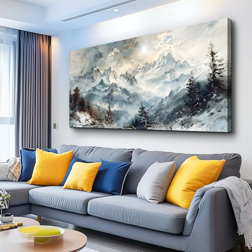 KELIYUAN Canvas Wall Art For Living Room Farmhouse Wall Decor For Office Abstract Mountain Landscape Wall Painting Framed Pictures Artwork Modern Bedroom Dormitory Home Decoration Aesthetic 20x40in