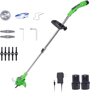 , 12V Rotary, Rechargeable Portable Teles Garden House Mowing Machine, Lightweight Garden Weeding Pruning Tools, 2 Batteries