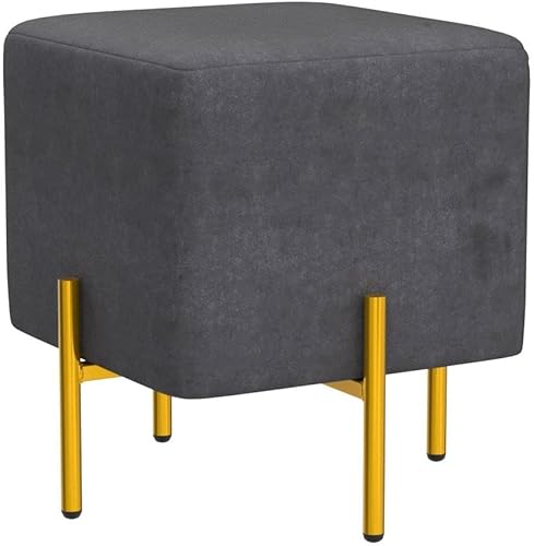 Miniatura 5 de Kirpi Juego de 2 taburetes otomanos cuadrados de terciopelo, taburete moderno negro, otomano contemporáneo, reposapiés tapizado de terciopelo suave