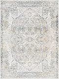 surya lusail - tappeto vintage lavabile in lavatrice, per soggiorno, cucina, esterni, corridoio, stile tradizionale bohémien, grande, a trama piatta, 160 x 213 cm, colore grigio