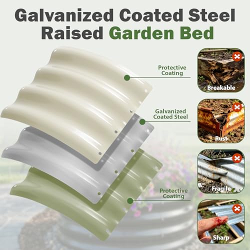 Image of 3 PCS Round Raised Garden Bed 2x2x1 ft, Metal Outdoor Planter Box Kit with Safety Rubber Edge, Easy Assemble Bottomless Small Planting Container for Vegetable, Flower, Fruit, White