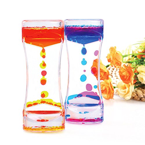 BESTOMZ 2pcs Water Motion Double Colors Liquid Bubble Timer ,Liquid Motion Bubbler for Sensory Play, Fidget Toy, Children Activity