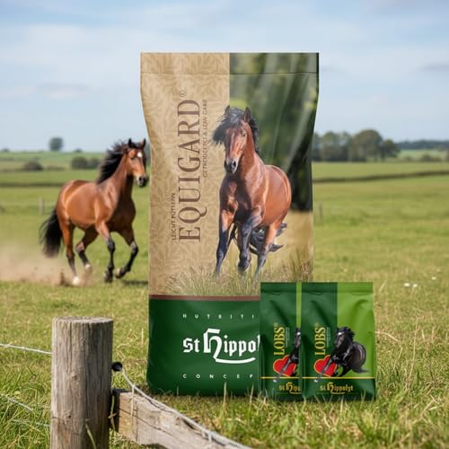 St. Hippolyt Equigard Müsli – Getreide- und melassefreies Pferdefutter mit niedrigem Stärkegehalt, 20 kg + 2 x 1 kg Belohnungs-Lobs