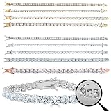 HarlemBling Real Solid 925 Sterling Silver Mens Or Womens Tennis Bracelet - 14k Yellow & Rose Gold F