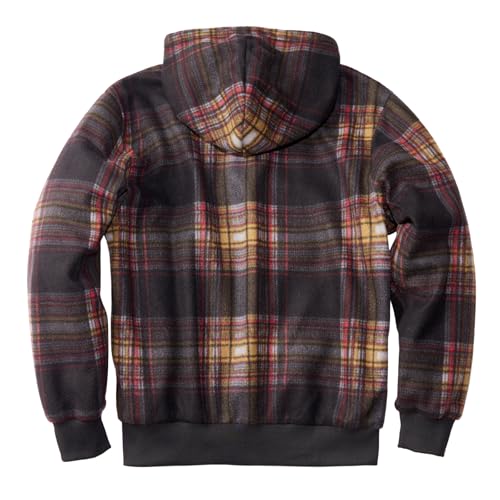 Image of TanBridge Plaid Flannel Hoodie Sherpa Fleece Lined Shirt Jacket Cotton Hoodies Zip Up Winter Warm Coat