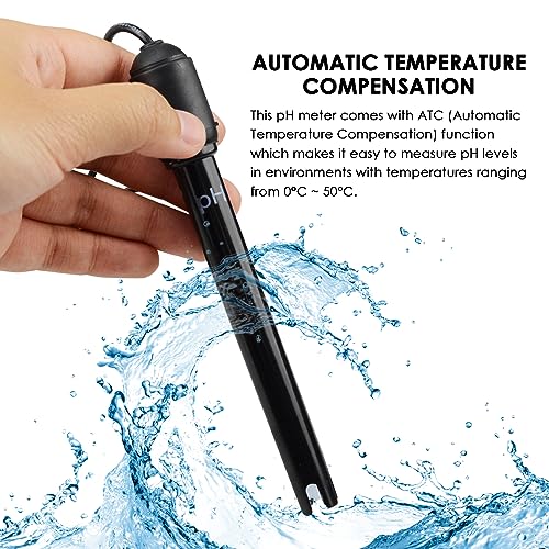 TEKCOPLUS Wasserqualität pH-Elektrode mit 300cm 3000mm 118 Zoll BNC Kabel und Lösungen für Wasser, Hydroponik, Kalibrierung, Aquarium