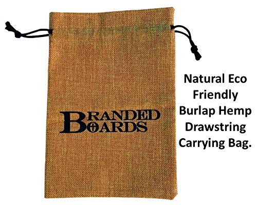 Branded Boards Bushcraft Grelha inoxidável para churrasco, tábua de corte de bambu, bolsa de cordão
