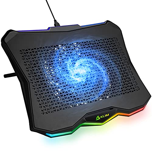 KLIM™ Rainbow + Laptop-Kühler mit RGB-Beleuchtung + 11" - 17" + Spiele-Laptop-Kühler für den Schreibtisch + USB Lüfter + stabile und robuste Aluminiumkonstruktion + Kompatibel mit Mac & PS4 + NEU 2020