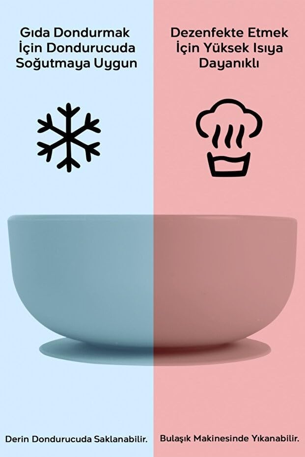 Meleni Baby 4'lü Silikon Bebek Beslenme Seti- Vakumlu Kase - Mama Önlüğü - Kulplu Bardak - Kaşıyıcı Kaşık -Pembe - Görsel 7