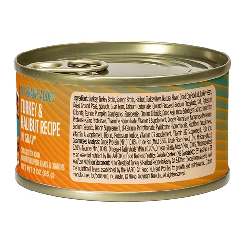 Nulo Turkey & Halibut Grain-Free Shredded Wet Canned Cat Food, 3 Ounce (Pack of 24) - Thumbnail 3