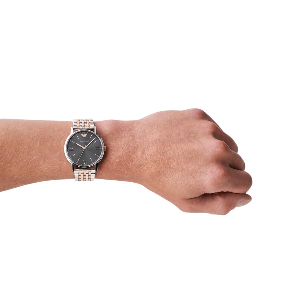 Emporio Armani Orologio da uomo, Movimento al quarzo e cassa da 41 mm con cinturino in acciaio inossidabile, pelle o silicone