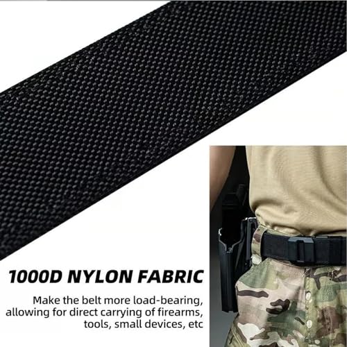 EDC Nylon Ratchet Belt, Slide Web Belt with Automatic Slide Buckle Adjustable Trim to Fit Gift Men Dress Pant Oxfords(Black)3