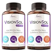 Integratore Occhi Vista Luteina e Zeaxantina Alto Dosaggio 2x90 Capsule Con Zinco Licopene Mirtillo Nero Vite Rossa Antiossidante Per Occhi Vitamina A B12 Vegano Vision Sol Poemia