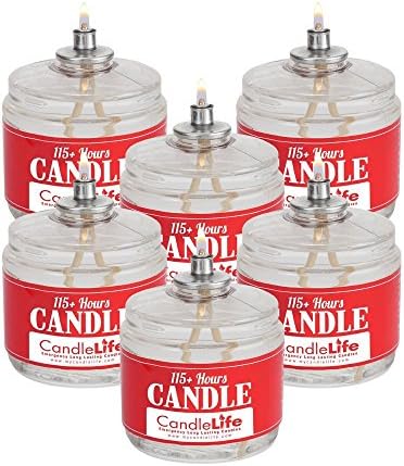 Candlelife Emergency Survival Candle (Set of 6) - 115 Hours Long Lasting Burning Time - Great Source of Light for Blackout, Camping, Fishing and Hunting - Smoke & Odor-Free | Clear Mist