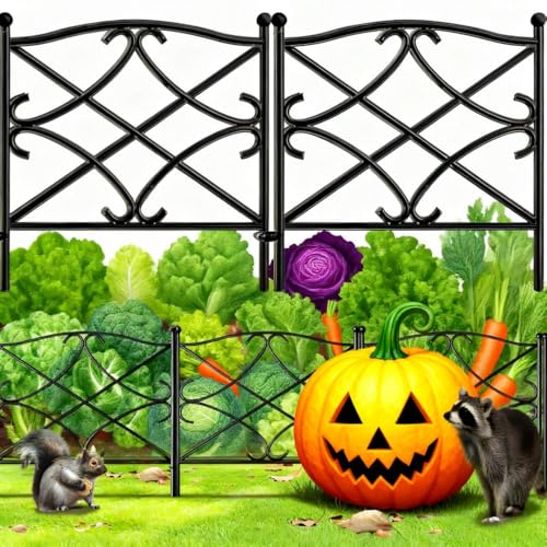 Amagabeli Garden Home 5-teiliger Metall Gartenzaun Set | 60cm x 3m | Dekorativer Beetzaun aus Stahl | Rostfrei & Wetterfest | Einfache Montage für Garten, Terrasse, Beete​