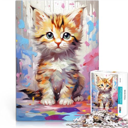 Puzzle para adultos, 1000 piezas, gato con flor, decoración del hogar, puzle una obra de arte para adolescentes a partir de 14 años, 26 x 38 cm