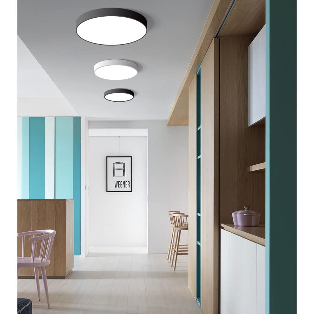 ISCBAFYX sufitowa LED do montażu podtynkowego, ultracienka żelazna płaska okrągła sufitowa, sufitowa o białym świetle 6000 K, akrylowy klosz lampy, blisko sufitowych opraw oświetleniowych