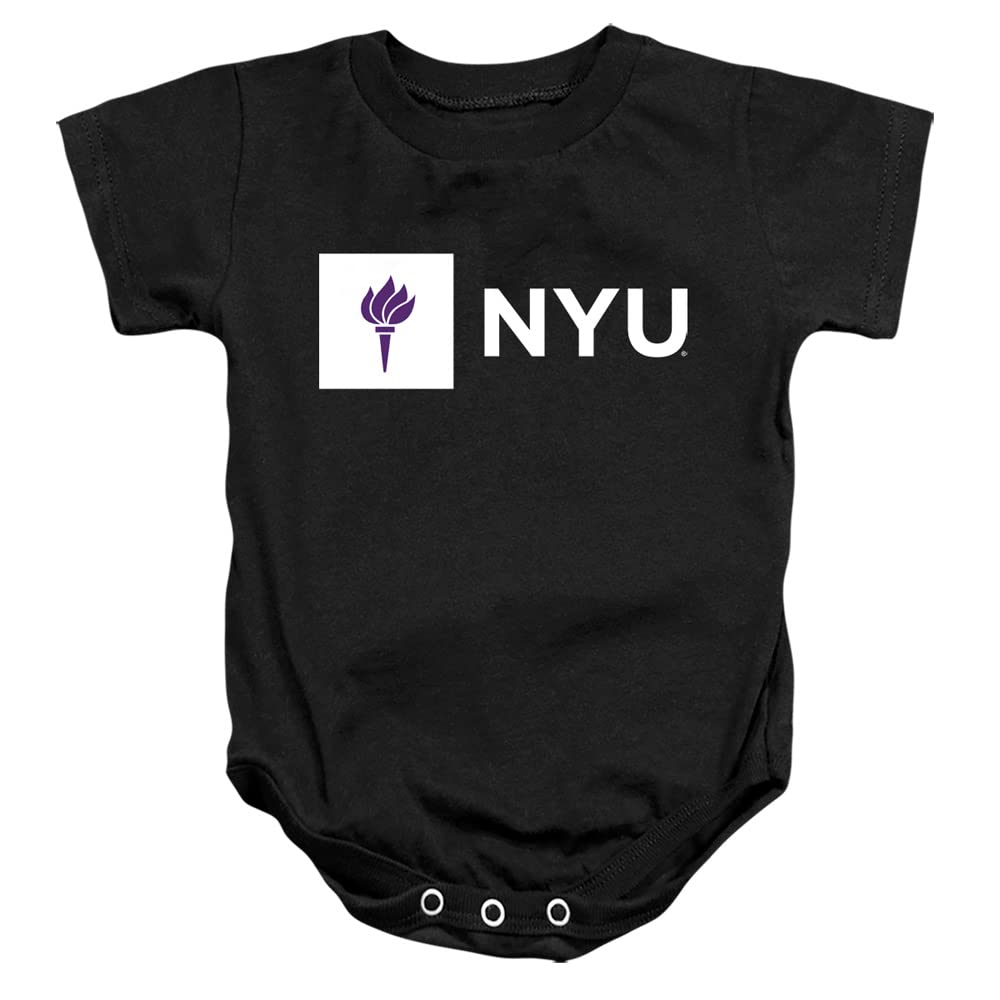 New York University Official One Color Logo Unisex Infant Snap Suit for Baby,Black, 6 Months