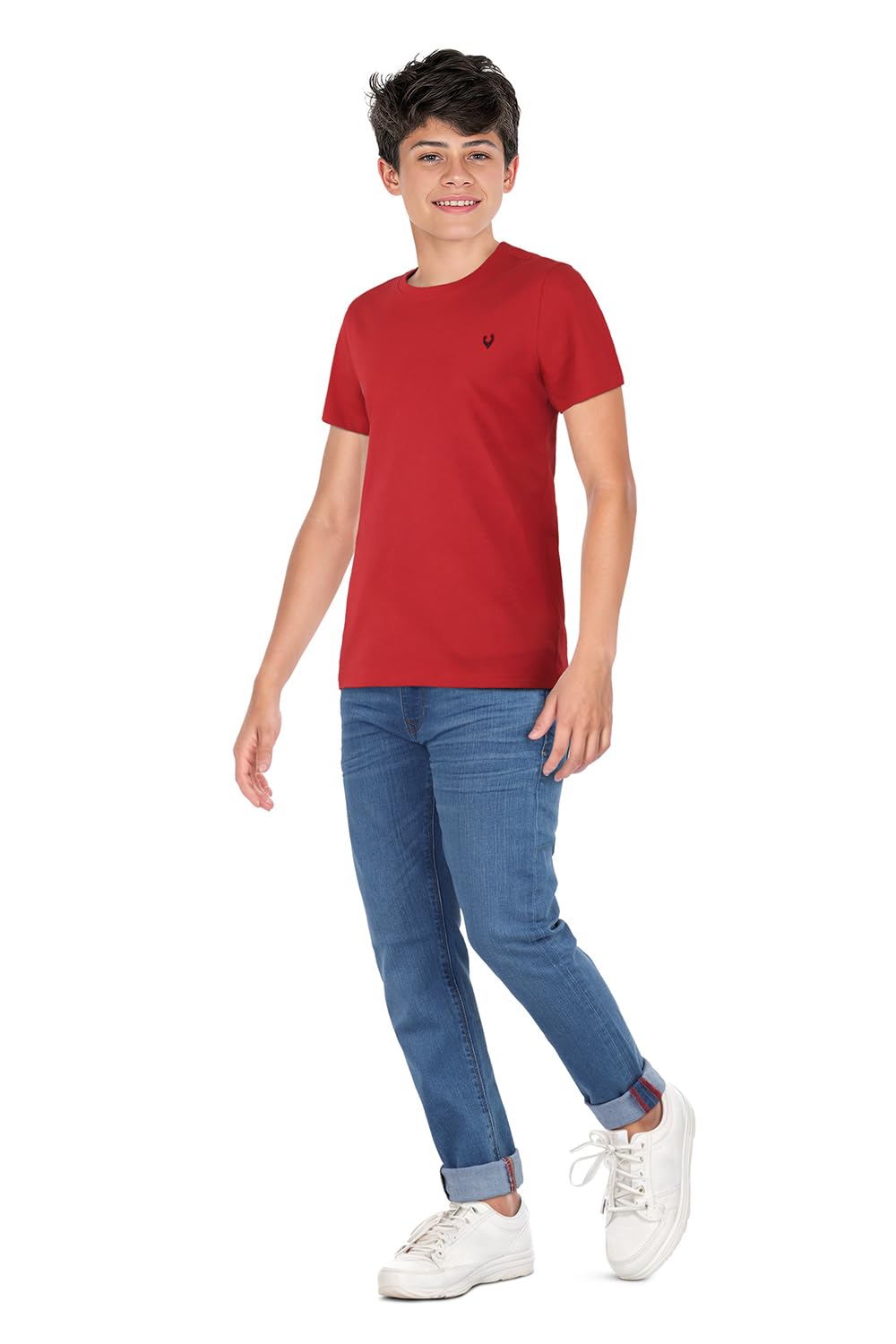 Allen Solly Boy's Solid Regular Fit T-Shirt (ABKCCRGBT60942_Red - Image 5 thumbnail