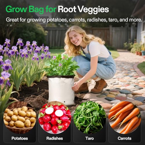 Image of VIVOSUN 50-Pack 2 Gallon Plastic Grow Bags for Plants, Black & White