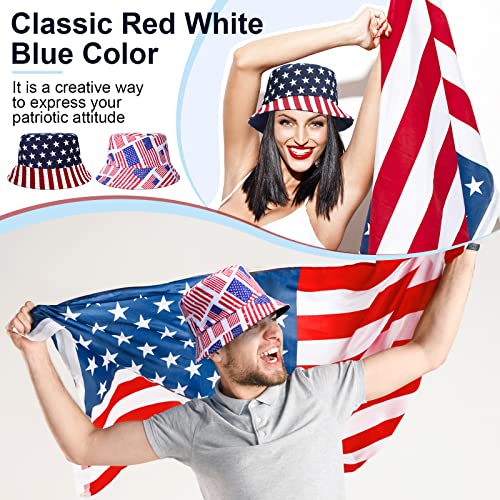 Ramede 3 Pieces American Flag Bucket Hat 4Th Of July Patriotic Bucket Hats Double Side Wear Sun Hat Fishermen Cap Travel Beach Hat Unisex American Flag Cap For Men Women #TOP3