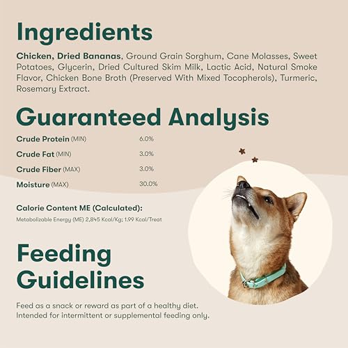 Jinx Chicken & Banana Training Treats for Dogs and Puppies, Low-Calorie, All Natural, Slow-Smoked Real Chicken, No Fillers 4oz, 6 Pack