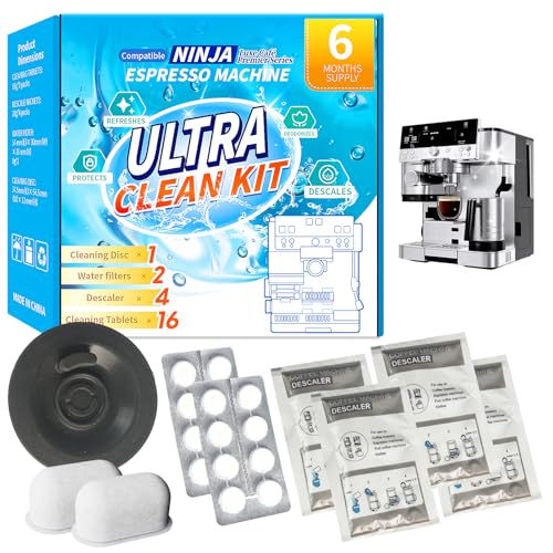 OCTPLAY ​Espresso Cleaning Supply Kit for Ninja Luxe Cafe, 6 Month Supply, Descale Packets, Cleaning Tablets, Water Filters​​,Disc,Espresso & Coffee Machine ES501 ES601 ES701 Cleaner