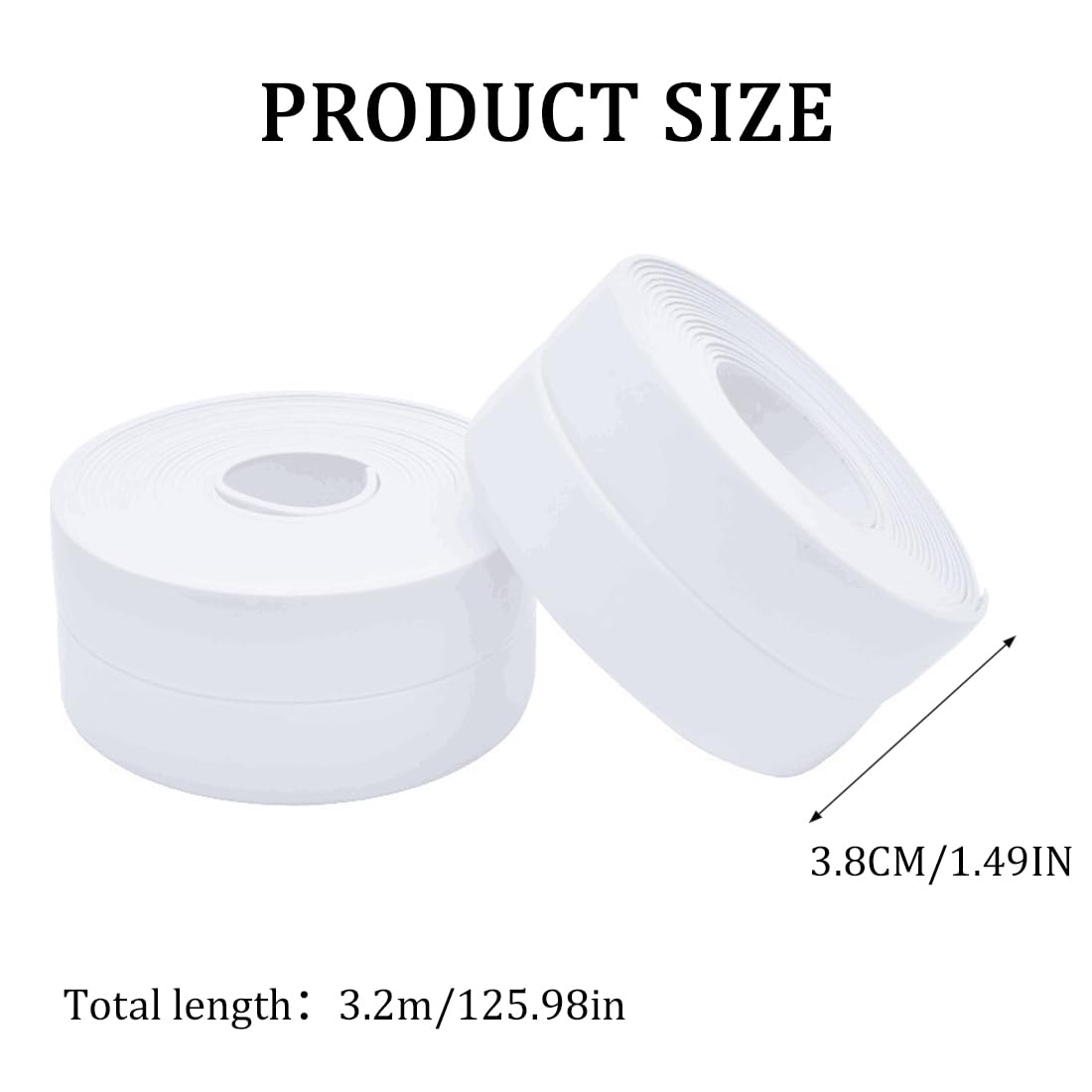 3 Rotoli Nastro Sigillante Autoadesivo - Impermeabile, Per Vasca, Toilette, Cucina, 3.8cm X 3.2m - Foto 6