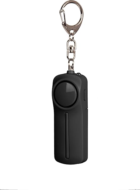 Personal Security Alarm Self Defence Keyring Loud Sound Personal Alarm 130 dB LED Lights Emergency Safety Alarm for Women, Men, Children, Elderly (Black)