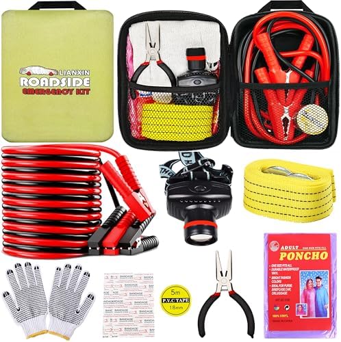 Car Emergency Roadside Tool Kit, Auto Emergency Kits Vehicles, wi...