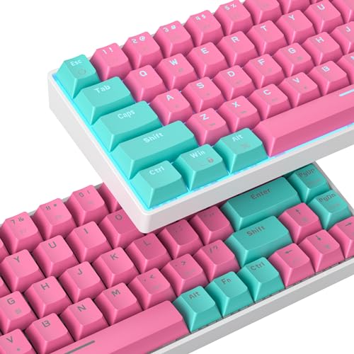Image of 65 Percent Gaming Keyboard Mechanical with Linear Red Switch, 65% Wired Ultra-Compact Mini Pink Keyboard LED with PBT Keycaps for Ps4 /Ps5 /Xbox(68 Miami)