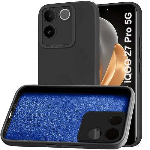 Image of TheGiftKart Liquid Silicon Back Cover Case for iQOO Z7 Pro /Vivo T2 Pro 5G | Stylish Camera Protection Module | Micro-Fibre Lining Inside | Shockproof Back Cover Case for iQOO Z7 Pro (Silicone, Black)