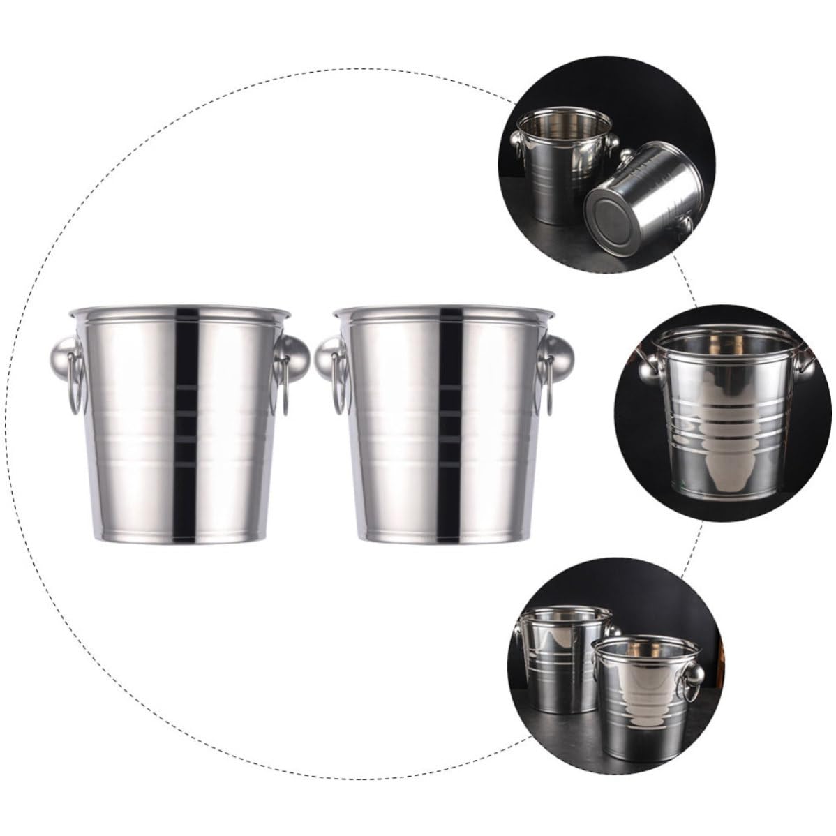 Artibetter 2 Piezas Cubitera de Hielos Portátil de Acero Inoxidable 3l