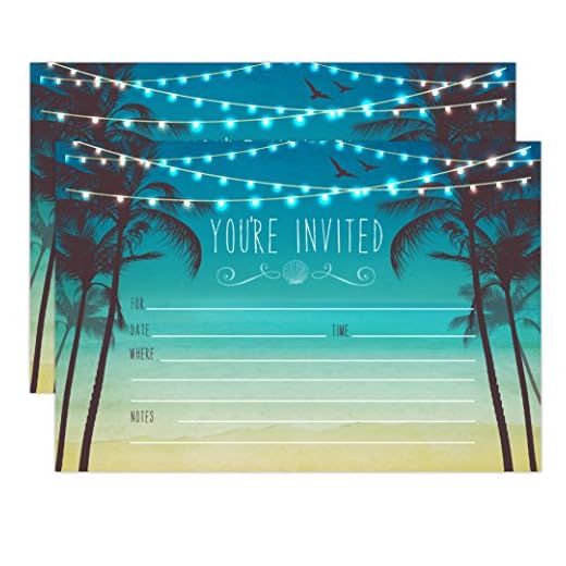 Beach Palm Tree Invitations, Nautical Invitations, Rustic Elegant invites for Wedding Rehearsal Dinner, Bridal Shower, Engagement, Birthday, Bachelorette Party, Baby Shower Invites