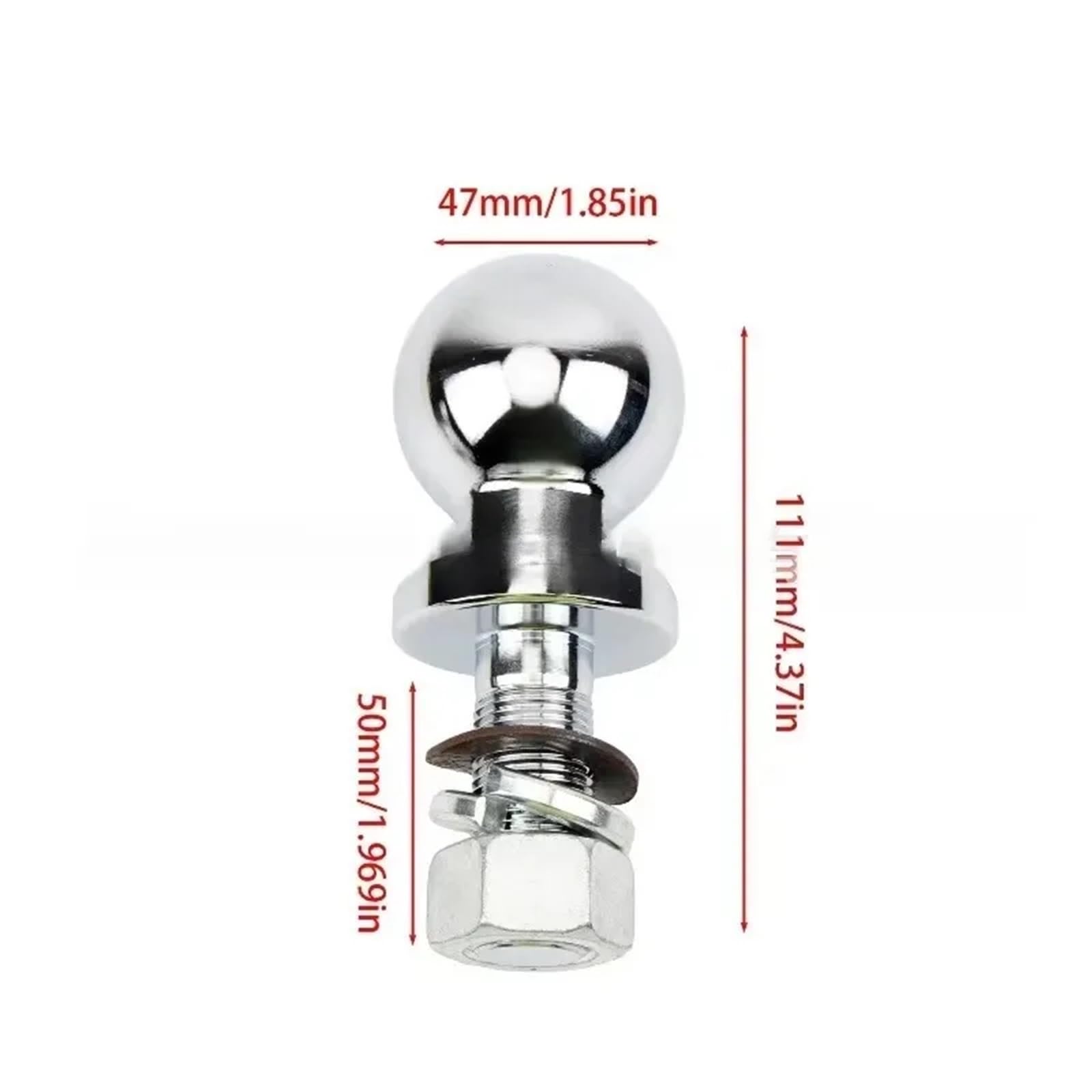 Bola de Enganche para Remolque 50mm Cromado for Montaje de Enganche Bola Remolque vástago diámetro Capacidad Acoplamiento Piezas RV Camper Caravana Remolque
