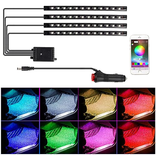 gunhunt 1 PC Music Car Strip Light, Led Automotive Interior Lights, DC 12V Smart Control Car Light Accessories, Led Car Ambient Light, Universal for Most Cars, Trucks (Multicolored #APP)